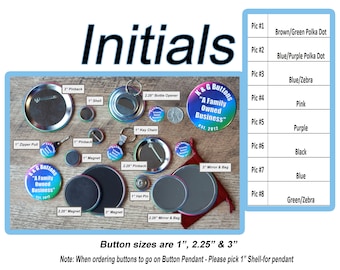 1 inch designs on buttons - many different initials designs