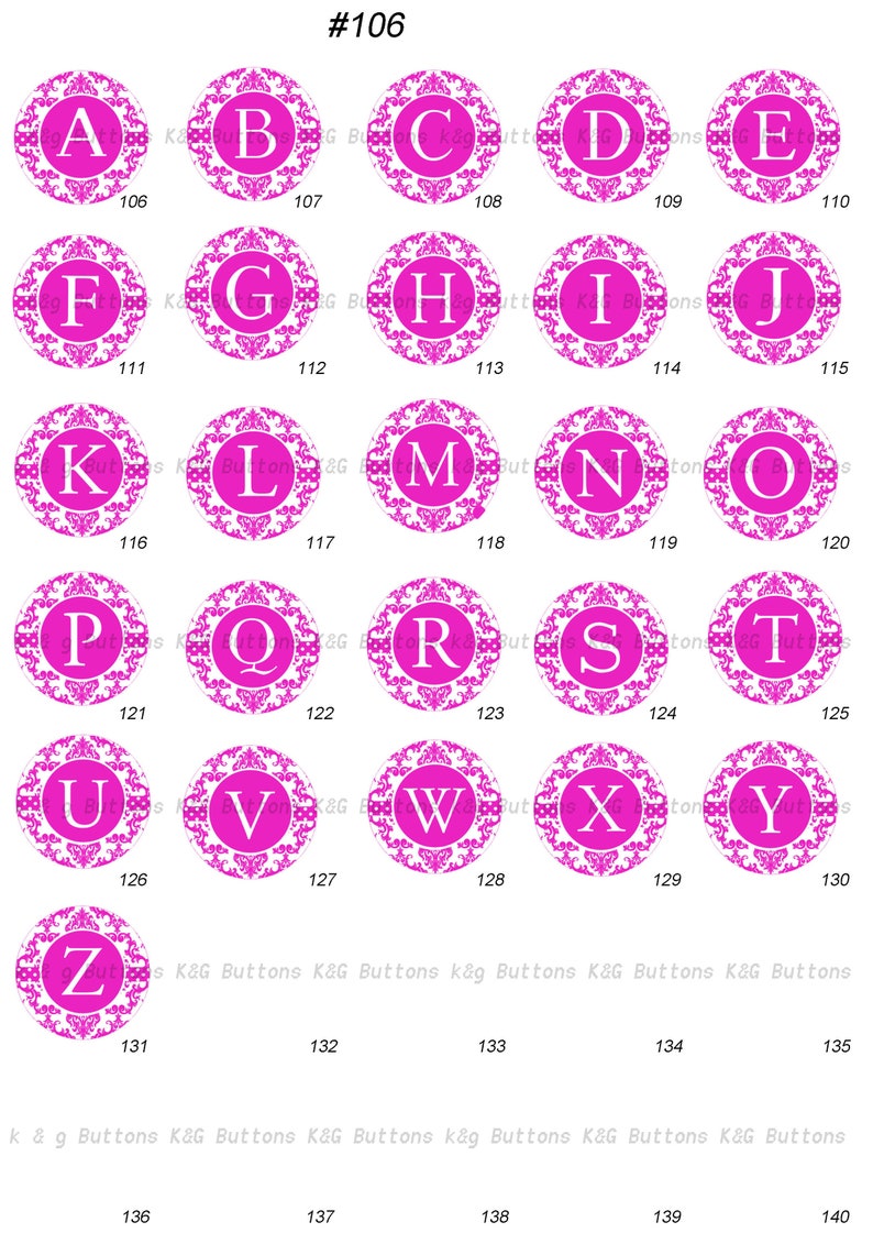 1 Inch Designs on Buttons Many Different Initials Designs | Etsy