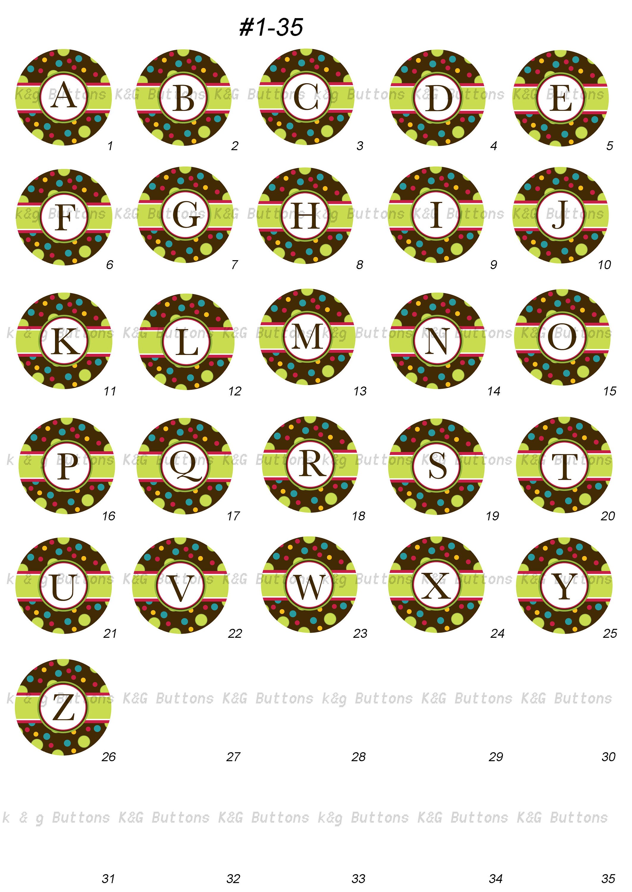 1 Inch Designs on Buttons - Many Different Initials Designs - Etsy