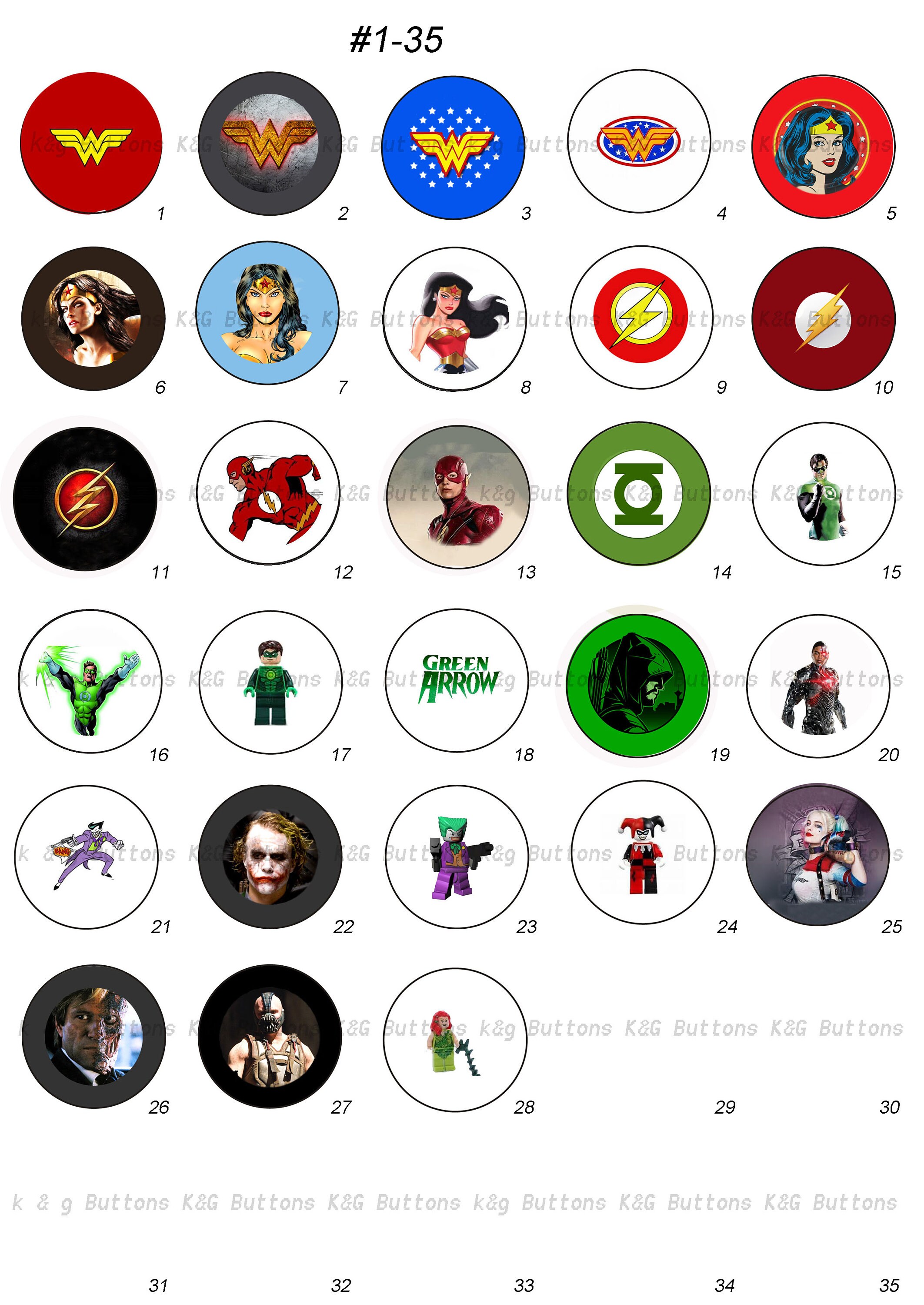 1 Inch Designs on Buttons - Etsy