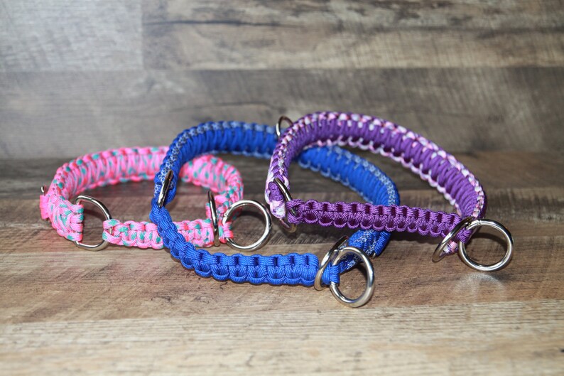 Handmade Paracord Dog collars, made with 550 Paracord, 2 designs slip & buckle image 2