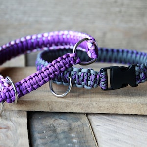 Handmade Paracord Dog collars, made with 550 Paracord, 2 designs slip & buckle image 1