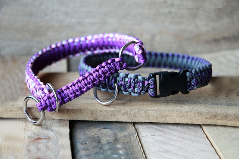 Handmade Paracord Dog collars, made with 550 Paracord, 2 designs slip & buckle image 1