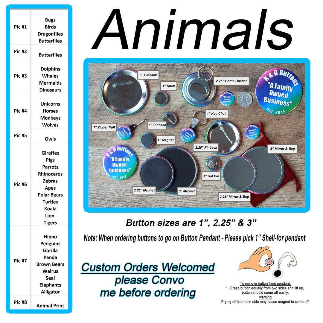 Unique Designs on 1 Inch Button Pins, Magnet, Zipper Pulls, Keychains ...
