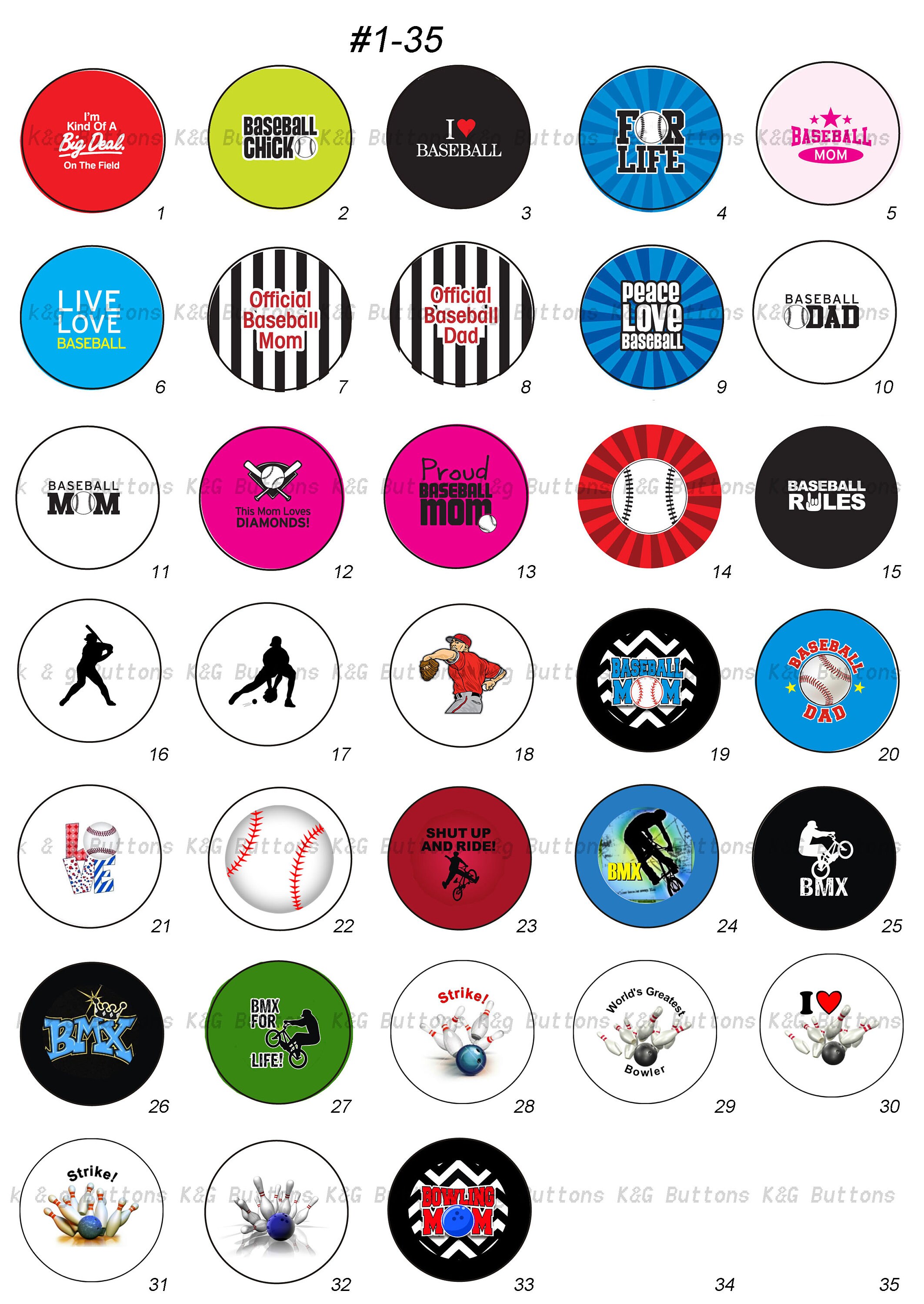 1 Inch Designs on Buttons - Etsy