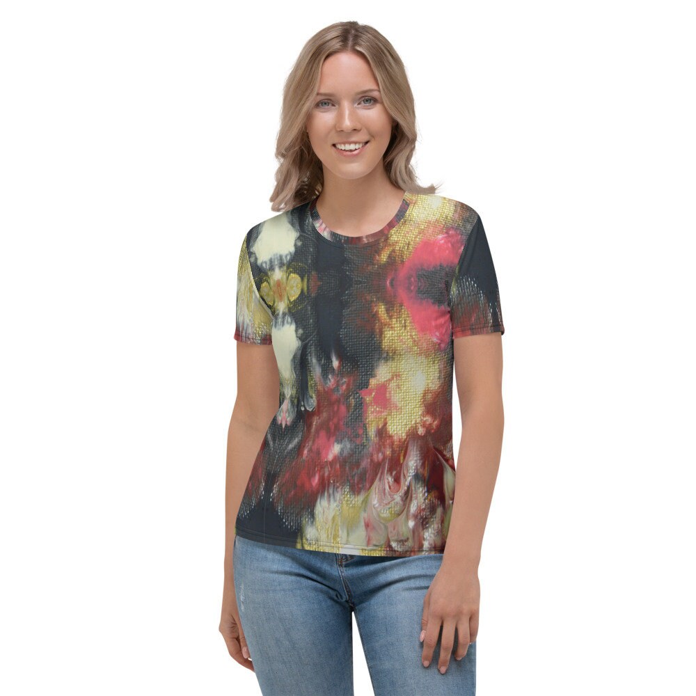 Women's T-shirt Red Black Marble - Etsy UK
