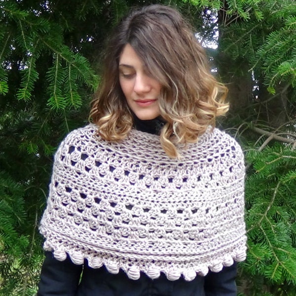 CROCHET PATTERN — Granny Bohemian Wrap — PDF pattern — Easy Crochet Capelet —  Crochet Pdf Pattern — adultone size — Instant Pdf Download