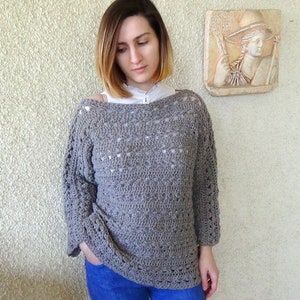 CROCHET PATTERN - Mocha sweater, summer pdf crochet, Instant Pdf download, sizes xs to xl, elegant lacy layer, graduation gift
