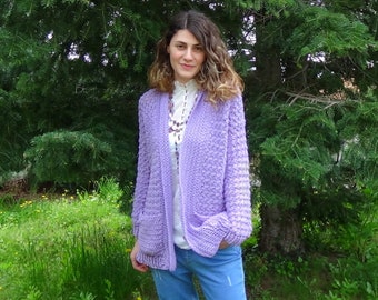 CROCHET PATTERN - Spring easy cardigan - pdf lavender crochet - sizes: small, medium, large - Instant PDF Download