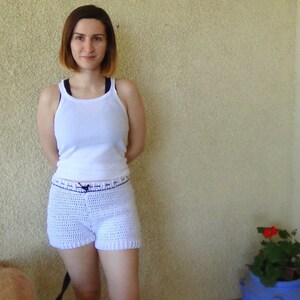 CROCHET PATTERN — Santorini crochet shorts, Sizes: Adult S - M - L, Summer beach shorts pdf pattern, white beachwear
