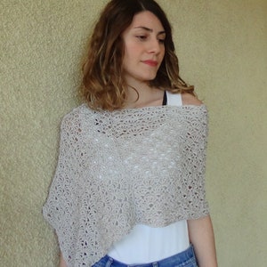 CROCHET PATTERN — Wavy Lacy Shawl — crochet summer gift — easy pattern — one adult — crochet pdf pattern-Simple Rectangle folded