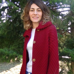 STRICKMUSTER - Die Bordeaux Strickjacke, Anfängerfreundliches Muster, Stricken von Ecke zu Ecke Muster