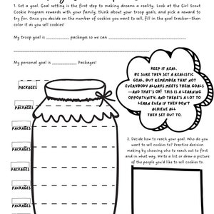 Printable Girl Scout Goal Sheet and Coloring page