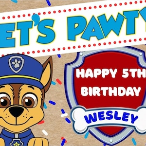 Editable Paw Patrol Banner Templates | 9 Digital Designs | Canva Download for Personal & Party Use
