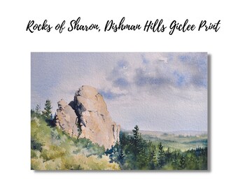 Rocks of Sharon, Dishman Hills Watercolor Giclée Print