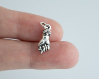 Mano Figa Charm, Tiny Figa Charm made in Solid Sterling Silver with Lifelike Hand Detailing, Figa Talisman Charm, Mano Fico, Evil Eye Charm