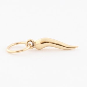 Italian Cornicello Charm, Tiny Solid 14k Yellow Gold Horn Charm, Amulet, Mini Gold Horn, Corno Porta Fortuna, Layering Charm, Talisman, Luck