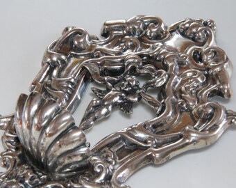 Holy water font, Italian Giovanni Raspini silver religious font, G. Raspini silver, Holy water font, Silver font, Giovanni Raspini font