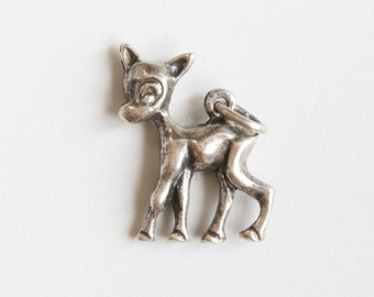 Bambi Deer Charm, Vintage Small  SIlver Bambi Doe Charm, Deer Charm, Doe Charm, Bambi Charm, Little Bambi Charm