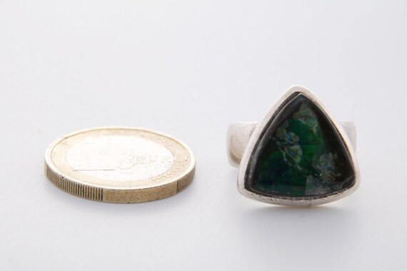 Black opal statement ring, Vintage Triangular bla… - image 10