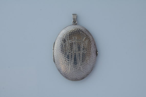 Unique Victorian 800 silver engraved locket WE ini