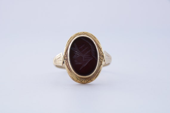 Carnelian Signet Ring, Antique Italian Red Carnel… - image 2