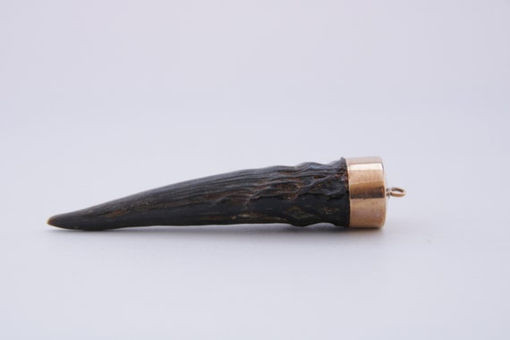Bavarian Horn Pendant, Antique Bavarian Goat Horn