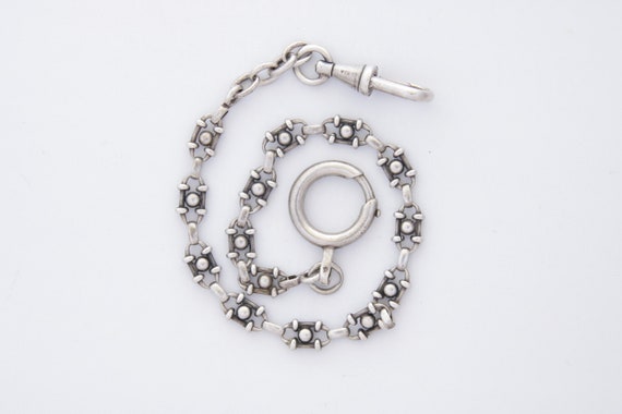 Pocket Watch Chain, Antique Victorian French Silve