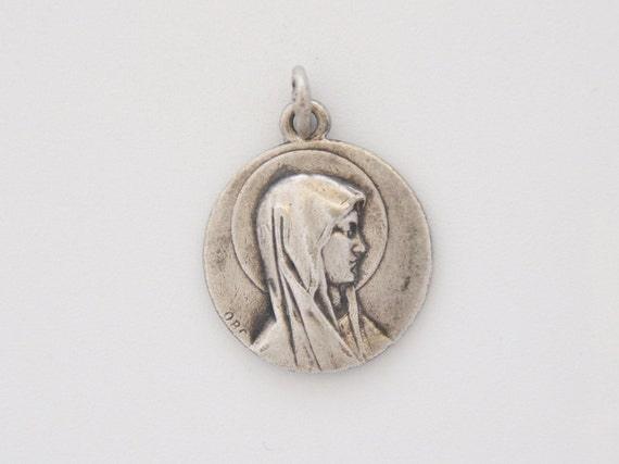34mm Silver Yellow Plated Mother Mary Praying Woman Charm