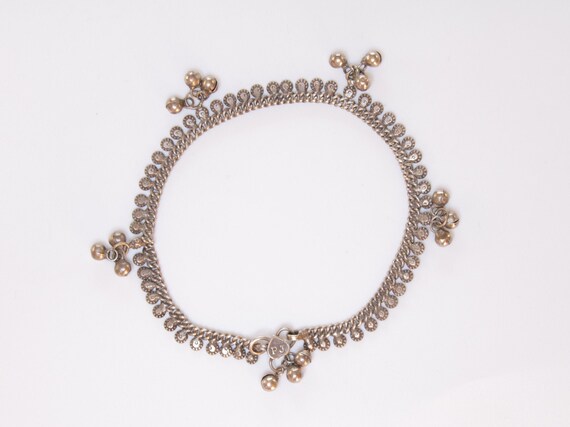 Vintage Indian Anklet, Indian Silver Detailed Ankl