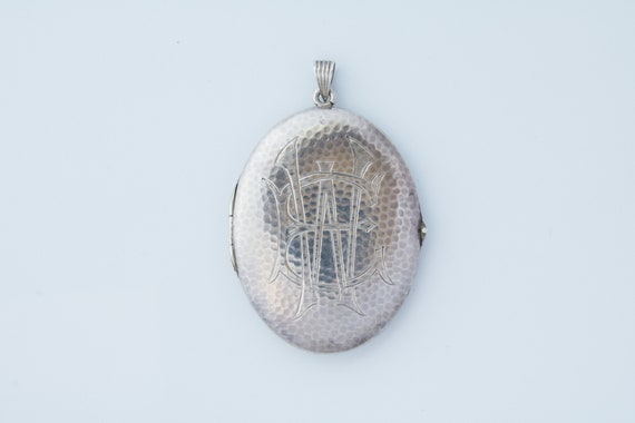Victorian EW Locket, Antique 800 Silver Monogramme