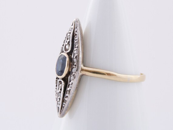 Antique Sapphire Ring, Georgian Rose Cut Diamond … - image 2