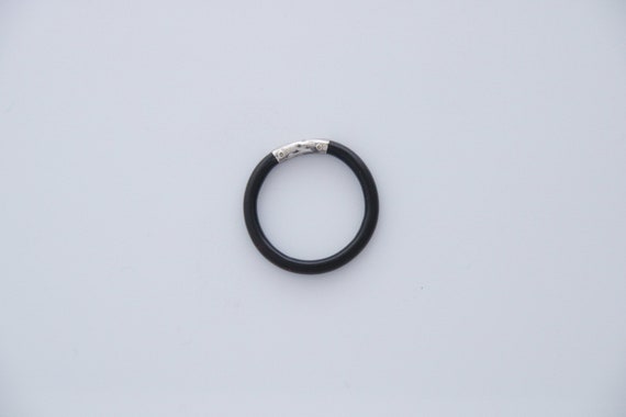 Black Coral Ring, Antique Sterling Silver and Natu