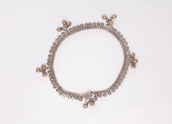 Vintage Indian Anklet, Indian Silver Detailed Ankl