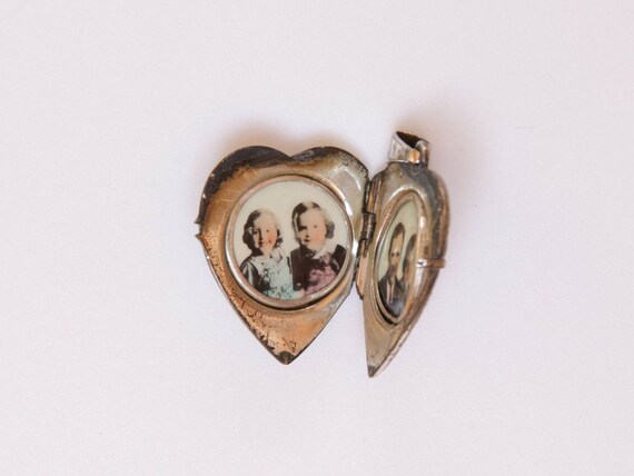 Antique photo locket, Victorian silver photo locke