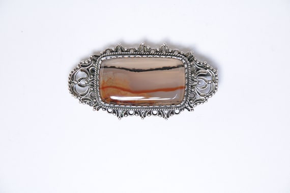 Antique Agate Brooch, Antique Edwardian Agate & S… - image 9