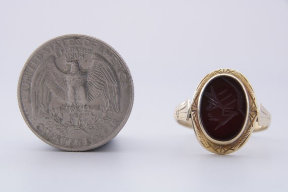 Carnelian Signet Ring, Antique Italian Red Carnel… - image 7