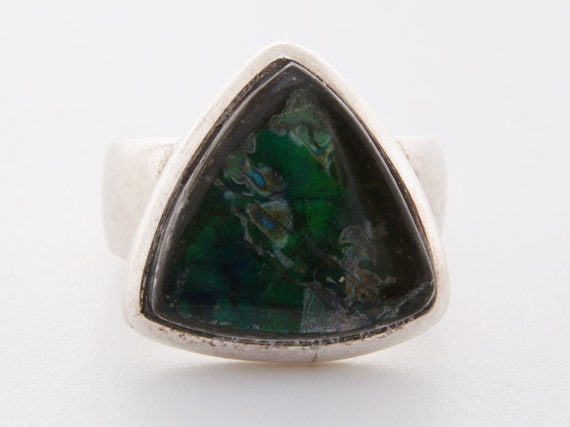 Black opal statement ring, Vintage Triangular bla… - image 2