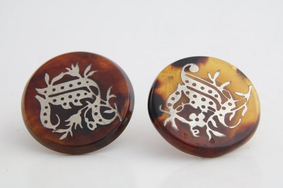 Victorian Collar Stays, Antique Silver Inlay Shirt
