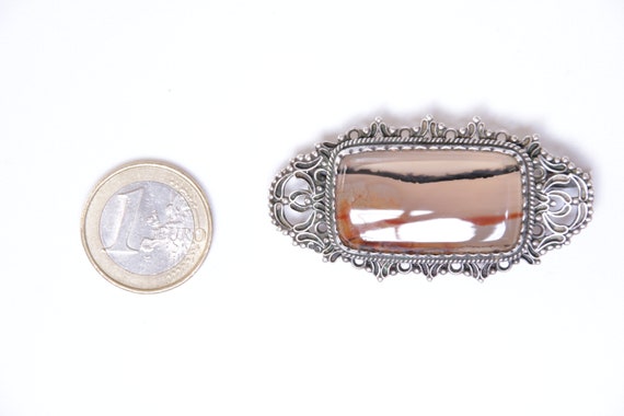 Antique Agate Brooch, Antique Edwardian Agate & S… - image 2