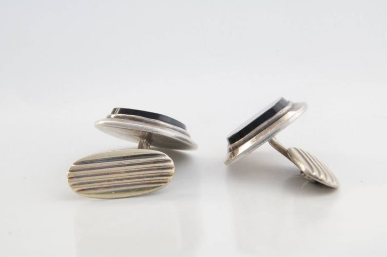 Black onyx Cuff links 1910 cuff links Polished onyx cuff links Antique Art Deco silver /& onyx men/'s cuff links Men/'s jewelry Fine Gift