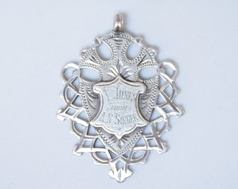 Antique Edwardian Easter Pendant, Edwardian Sterling Silver Trowbridge Parish Church medallion, English Parish Medallion, Edwardian Silver