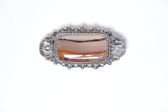 Antique Agate Brooch, Antique Edwardian Agate & S… - image 1