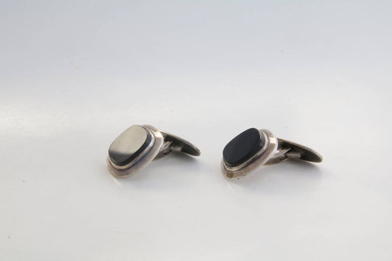 Black onyx Cuff links 1910 cuff links Polished onyx cuff links Antique Art Deco silver /& onyx men/'s cuff links Men/'s jewelry Fine Gift