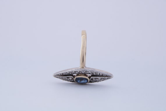 Antique Sapphire Ring, Georgian Rose Cut Diamond … - image 6