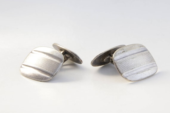 Men's Etched Cuff links, Antique silver men's cuff