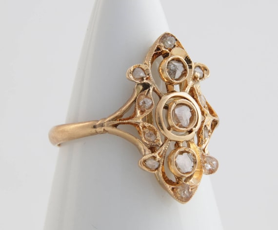 Edwardian Diamond Ring, Antique Edwardian Rose Cut