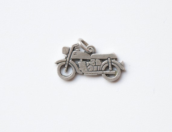 Motorcycle charm, Vintage Motorcycle Charm, Silver