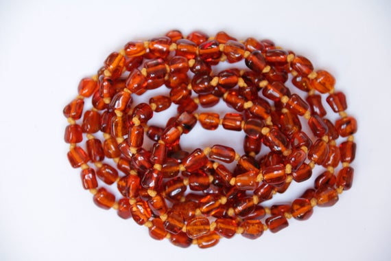 Baltic Amber Necklace, Antique Hand Knotted Baltic