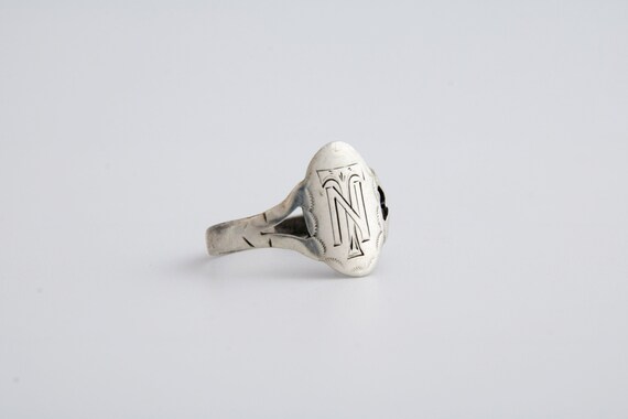 Initials TN Signet Ring, Antique Initials Silver S